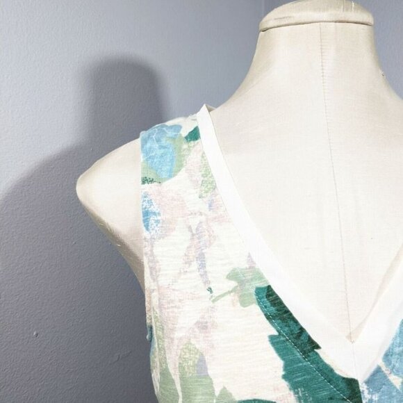 Deletta Anthrolopogie Amalia Peplum V-Neck Tank Top Leaf Print Women's MEDIUM - Picture 5 of 7